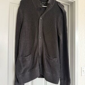 Kenneth Cole New York Gray Cardigan Sweater with Shawl Collar